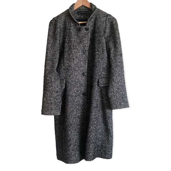 Zara Jackets & Coats Zara Woman Tweed Long Pea Coat Black Overcoat